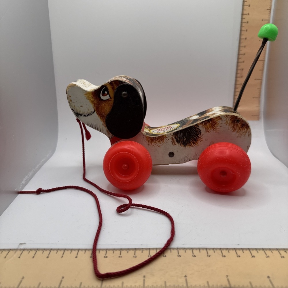 Vintage Fisher Price Little Snoopy Dog 1968 Wood Pull Toy #693 USA